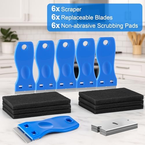 Enhon Glass Cooktop Scraper with Non Abrasive Pads and Blades