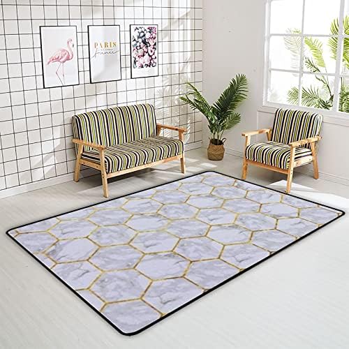 Vantaso Area Rug 4 x 6 Marble Gold Geometric Design
