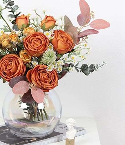 NDRFAWY Artificial Flowers Bouquet with Vase for Home Decor