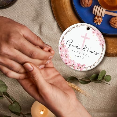 ZAGKOO Baptism Ornament 2025 - God Bless Gift for Baby Girl