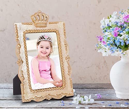 4x6 Princess Crown Gold Picture Frame - Tabletop Wall Display