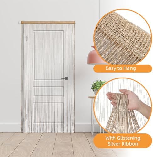 VavoStocks Glitter String Curtains 4PCS Champagne