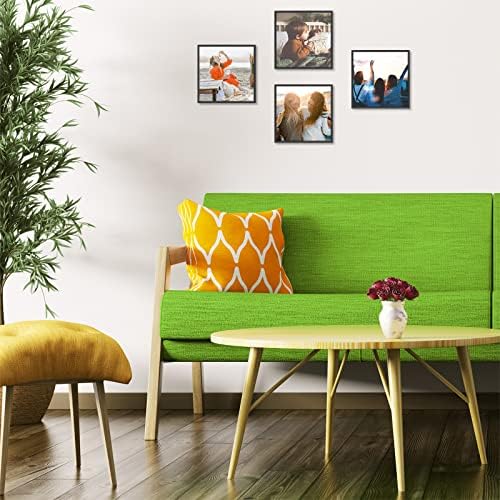 Golden State Art - 8x8 Metal Frames with Mats Set of 4 Classic Black