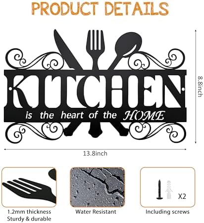 Farmhouse Kitchen Wall Decor Metal Sign - Black