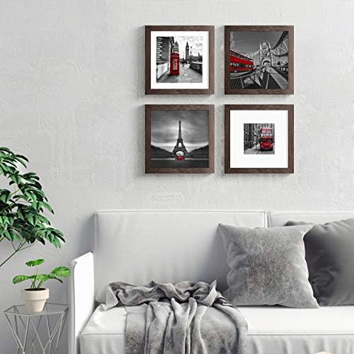Tiblue 8x8 Rustic Wood Picture Frames Set of 4