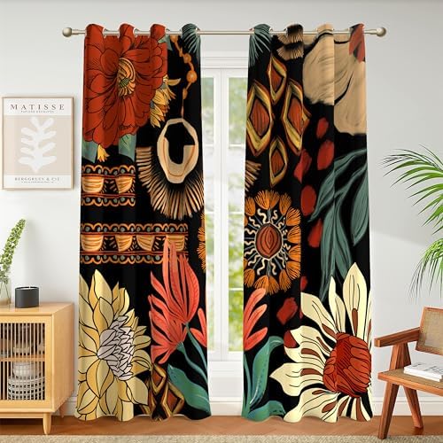 Tyrot Boho Floral Blackout Curtains 2 Panels 84 Inch Long 1