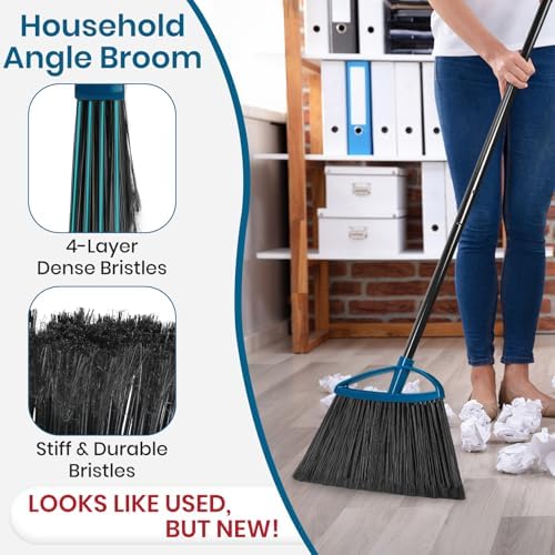 MAVRIZ 3 Pack Heavy Duty Brooms with Long Handles