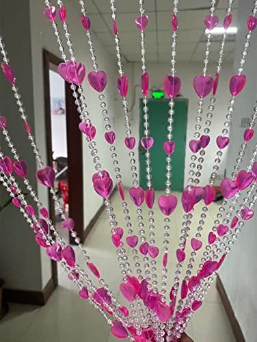 ZiDeTang Acrylic Beaded Heart Door Curtain Rose Pack of 1