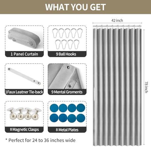 Rinhartex Blackout Magnetic Door Curtain for Closets 42x78