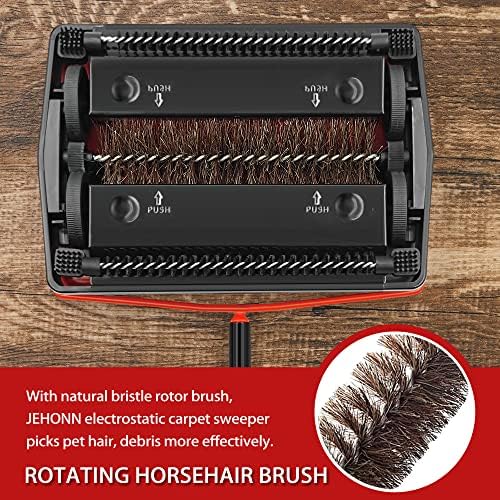 JEHONN Carpet Sweeper with Horsehair Broom and Dustpan Set for Home