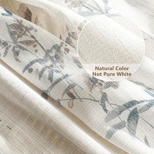 MYSKY HOME Sheer Curtains 2 Panels Navy Blue Flax Linen