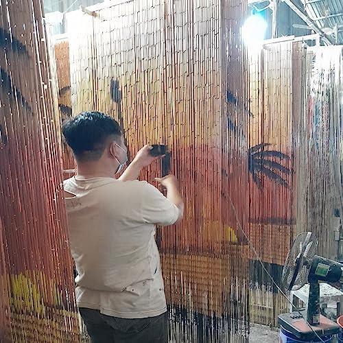 Bamboo Beaded Curtain for Doorways - Artistic Design Natural Material