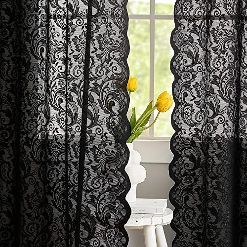 ALIGOGO Black Gothic Sheer Curtains 52x84 Inch 1