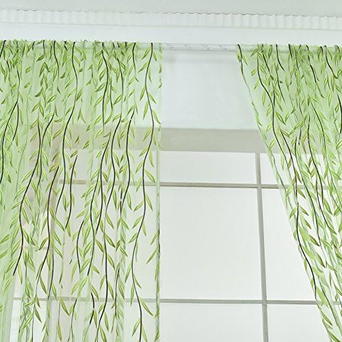 Ufurty 2 Piece Willow Leaf Sheer Curtain Panels