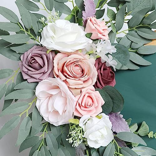 2pcs Wedding Arch Flowers Artificial Flower Kit with Eucalyptus and Peony