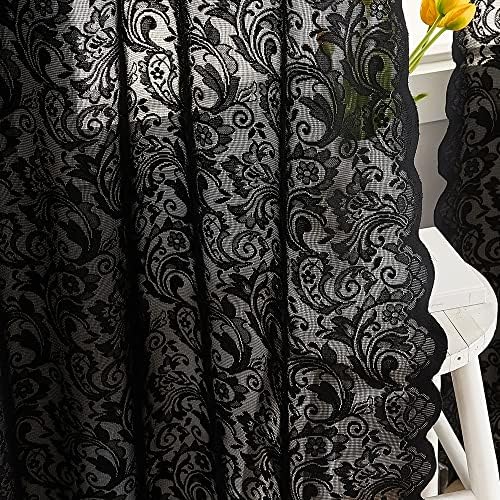 ALIGOGO Black Gothic Sheer Curtains 52x84 Inch 1