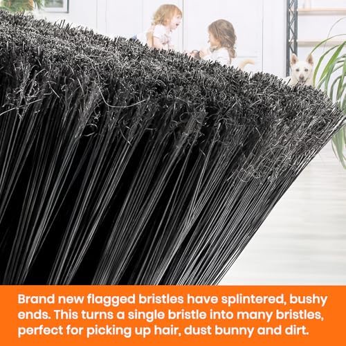 4 PK Soft Bristle Push Brooms - Heavy Duty Commercial Broom for House Garage Kitchen Shop Restaurant