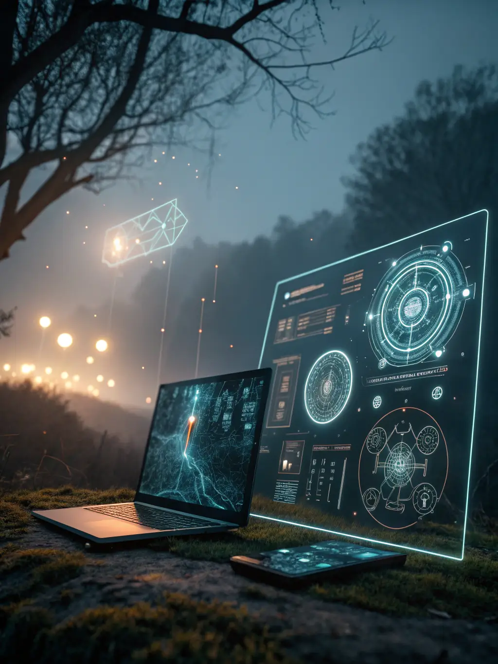 An image of a futuristic interface displaying various technology options and simulations, representing NEURITHTECH's Technology Sandbox Simulation.