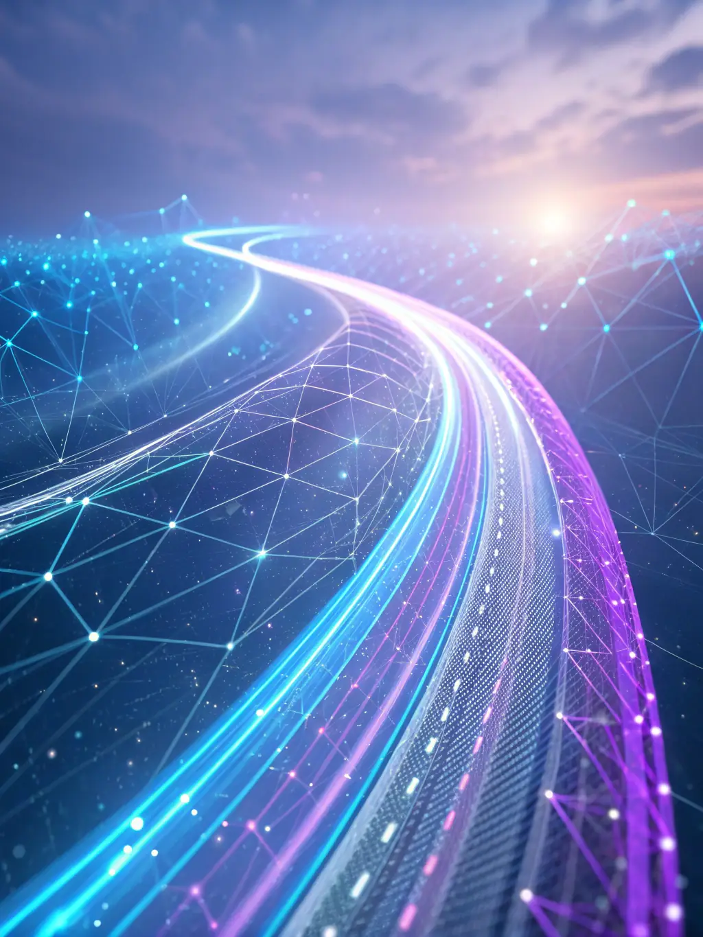 A visual representation of data flowing through a network, highlighting the concept of big data analysis, used to showcase NEURITHTECH's big data analysis capabilities.